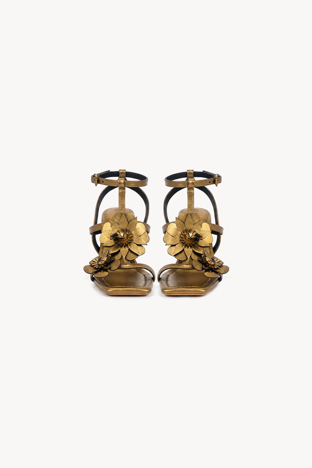 Zinnia Bloom Sandal, Antique Gold — front