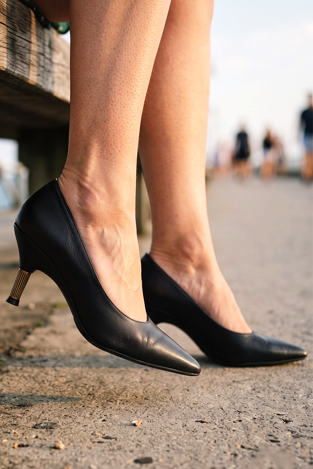 Meridia Pointed Pump, Black — on-foot
