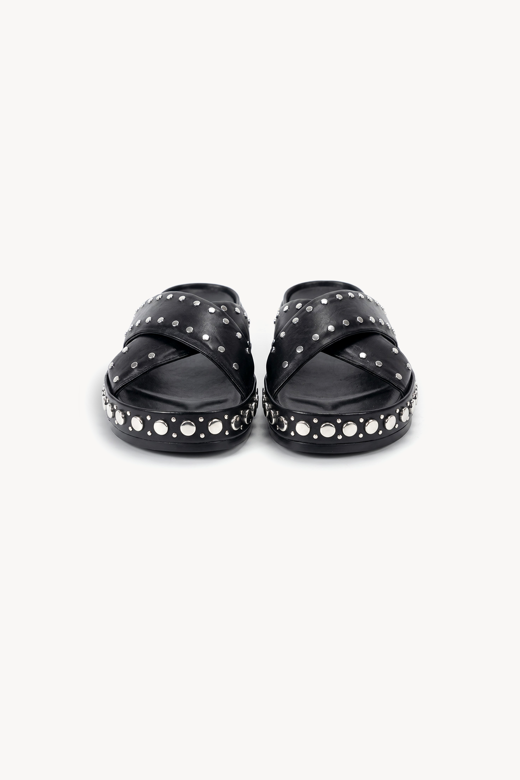 Castellana Studded Slide, Black — front