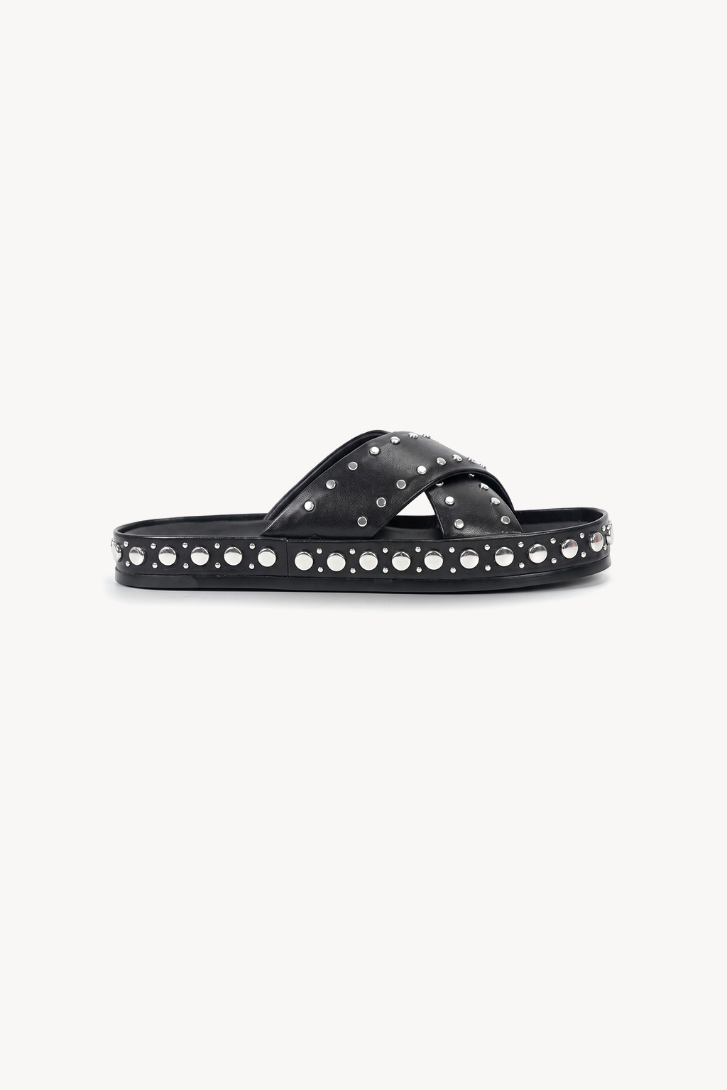 Castellana Studded Slide, Black — left