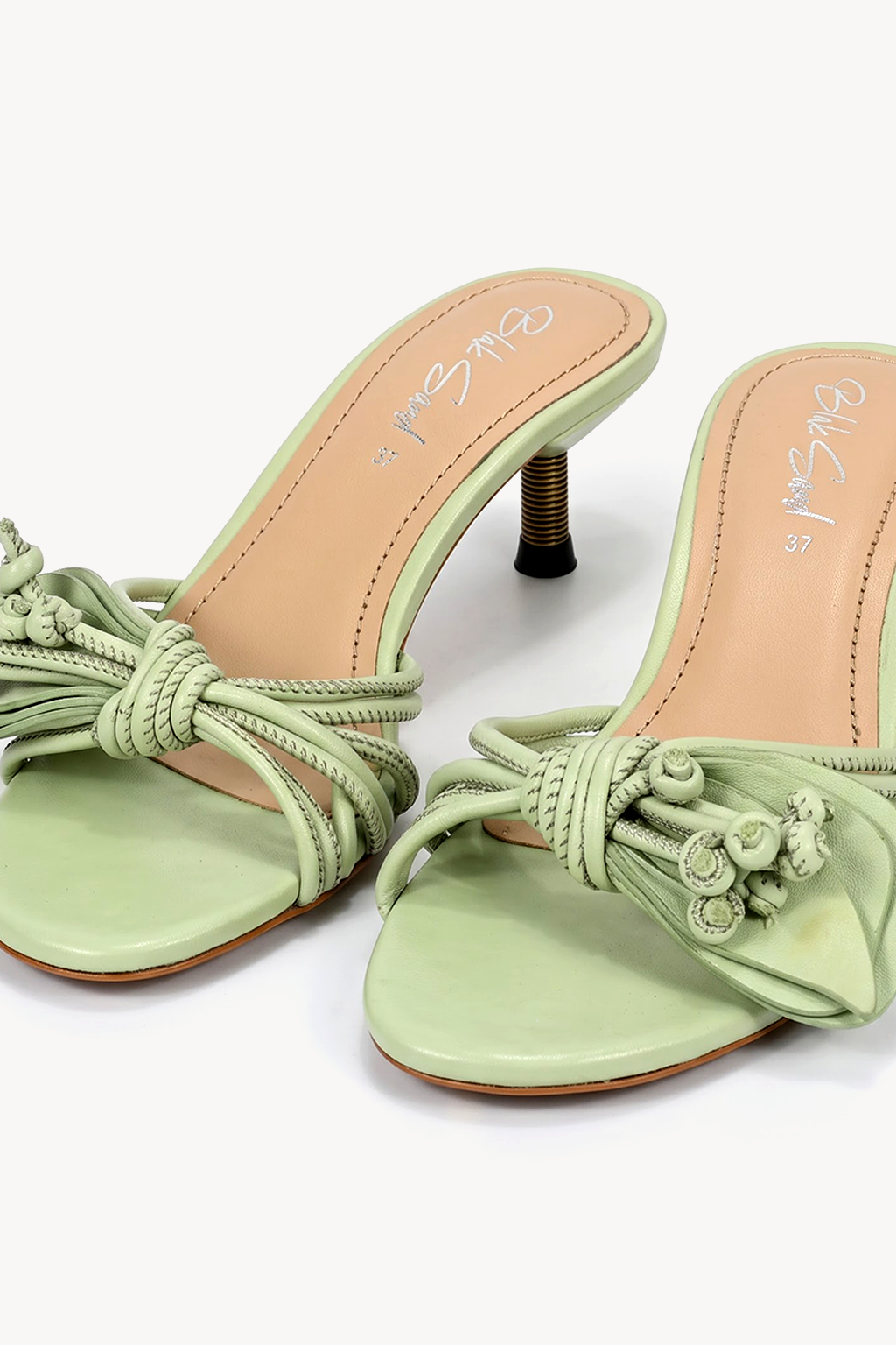 Cascade Knot Mule, Green — close-up
