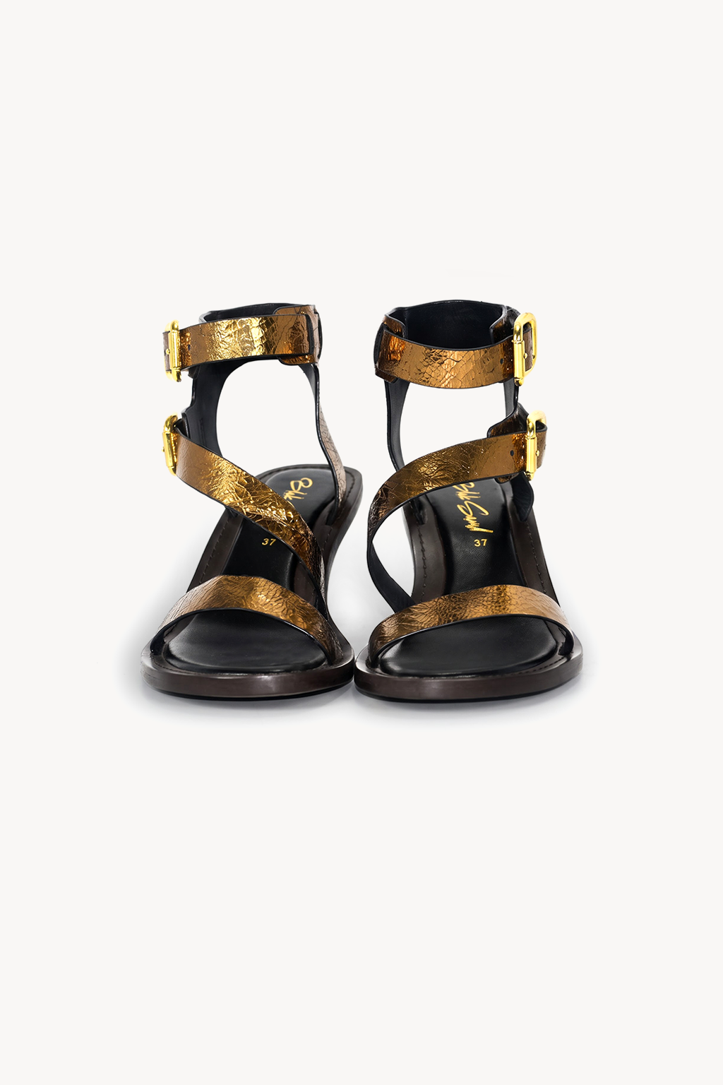 Gladiator Strappy Sandal, Antique Gold — front
