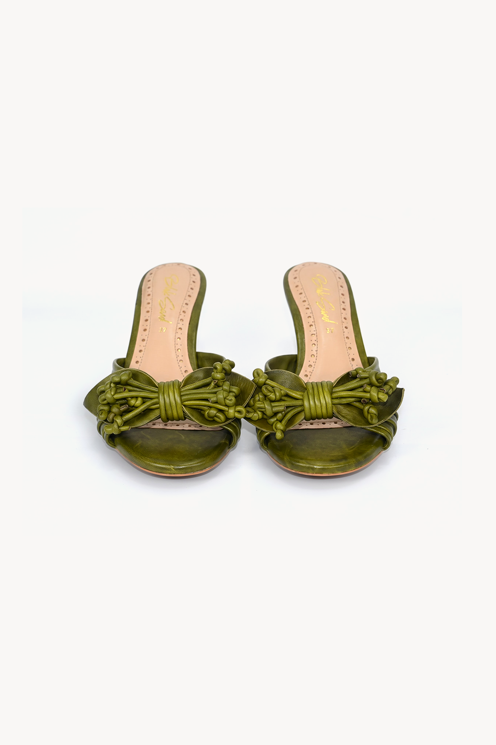Tendrils Knotted Mule, Green — front