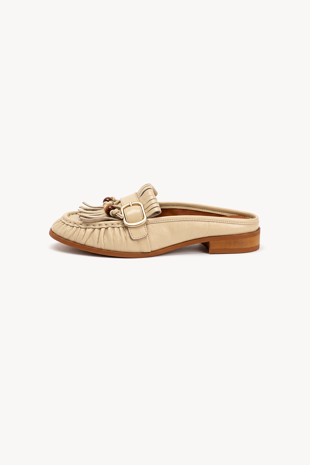 Cordelia Buckled Mule, Beige — right