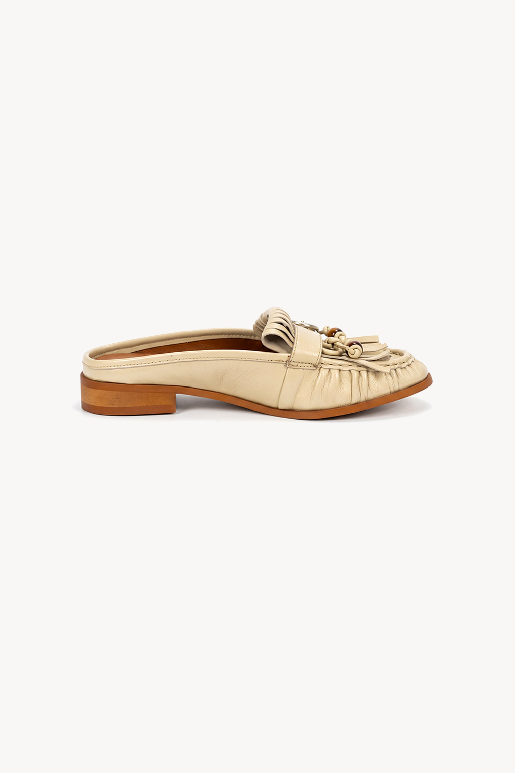 Cordelia Buckled Mule, Beige — left