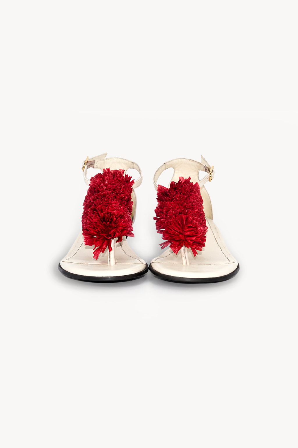 Bougainvillea Raffia Sandal, Black — front