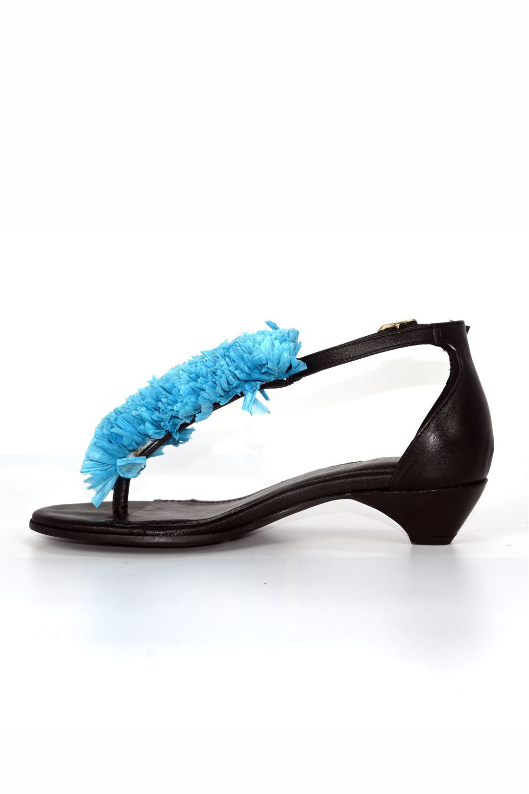 Bougainvillea Raffia Sandal, Turquoise — on-foot