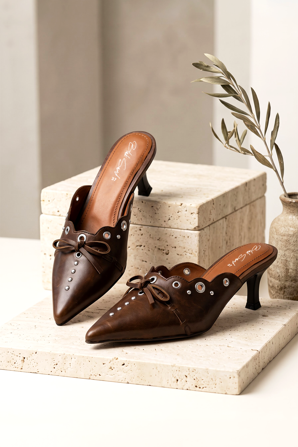 Corsair Eyelet Mule, Beige — main