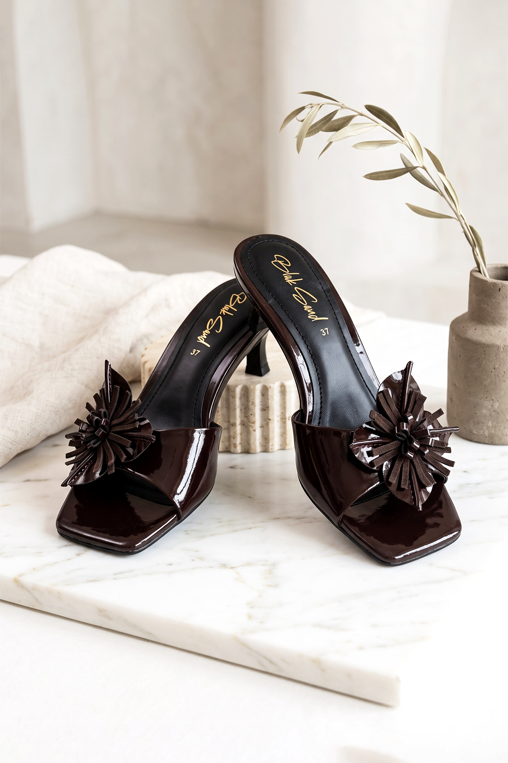 Ribbon Knot Sandal, Deep Brown — main