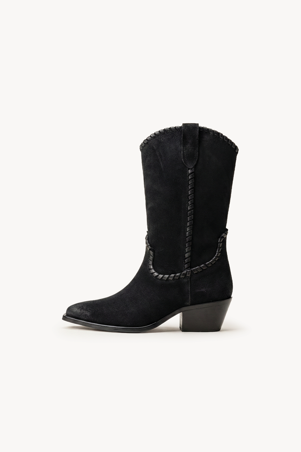 Drelan – Mid Boots with Weaving Detail, Black — 04 side profile 2