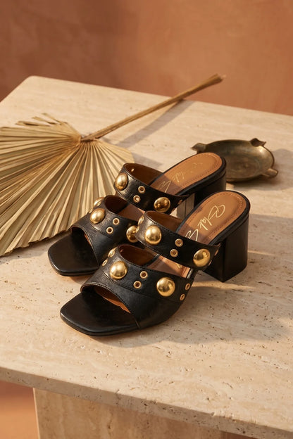 Torino Nero Rockstud Sandal