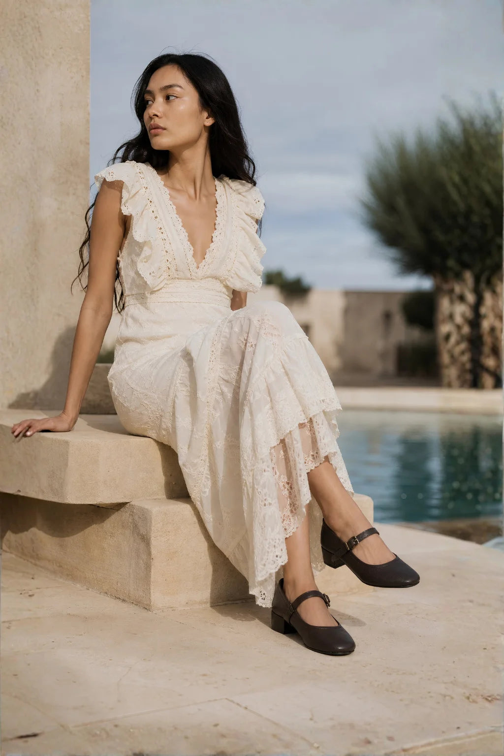 Venezia Classico Ballerina, Deep Brown — 07 on model