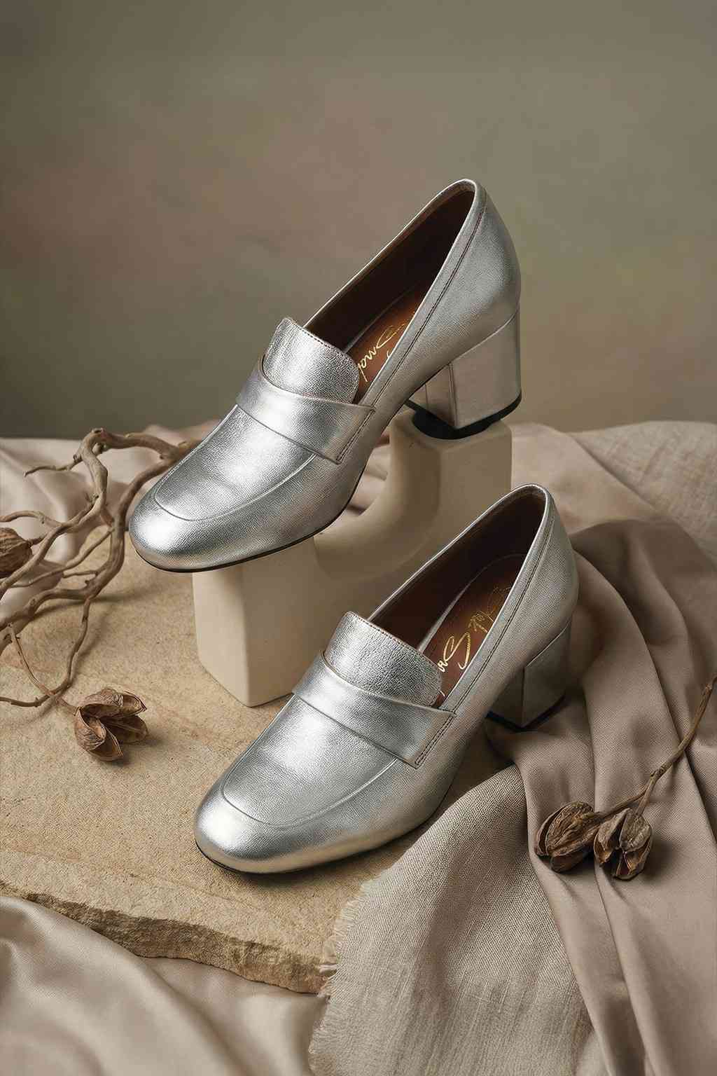 Bellve - Minimal Slip-On Loafers, Silver — 08 styled