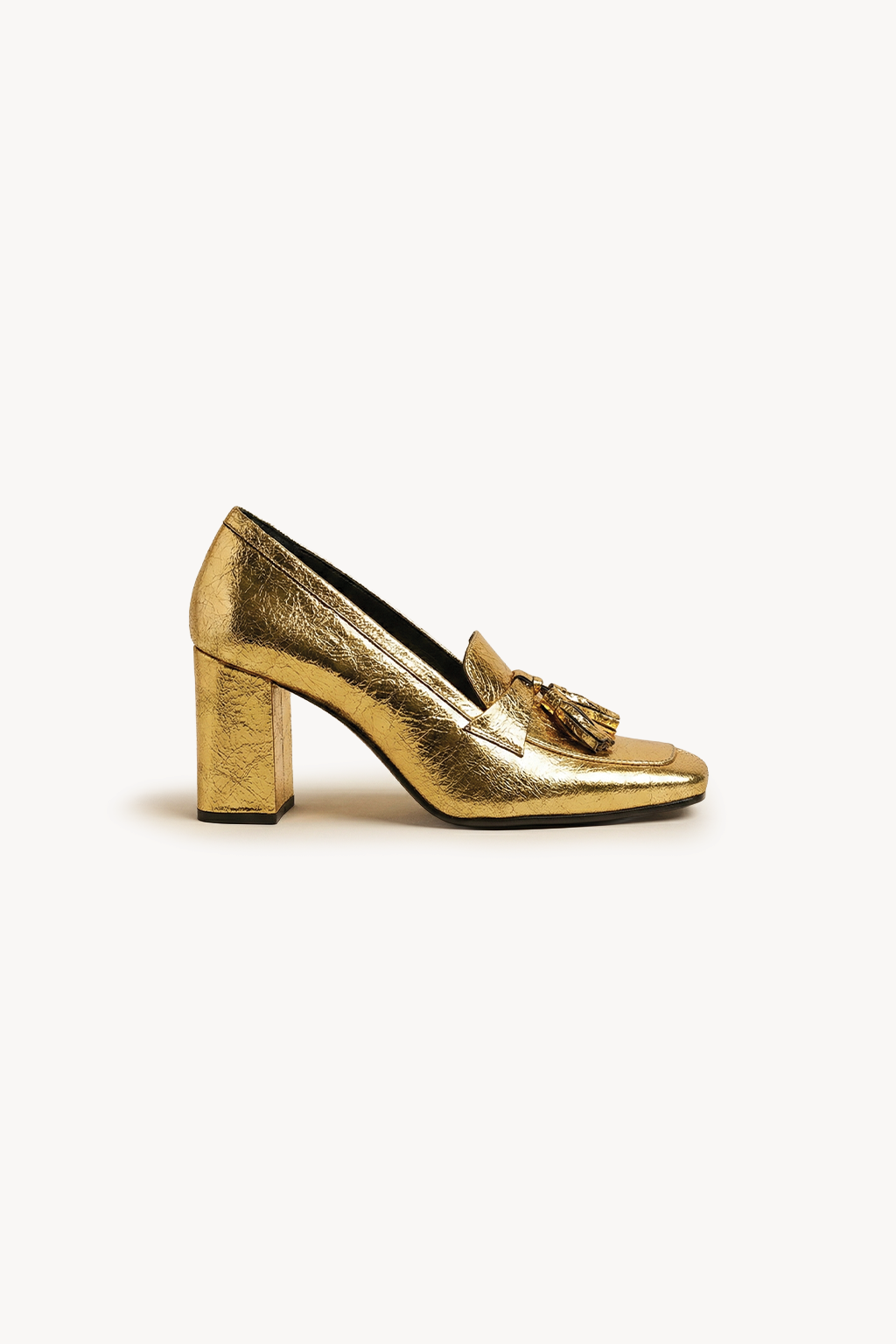 Welaris – Loafer Heel Pumps, Gold — 01 side profile