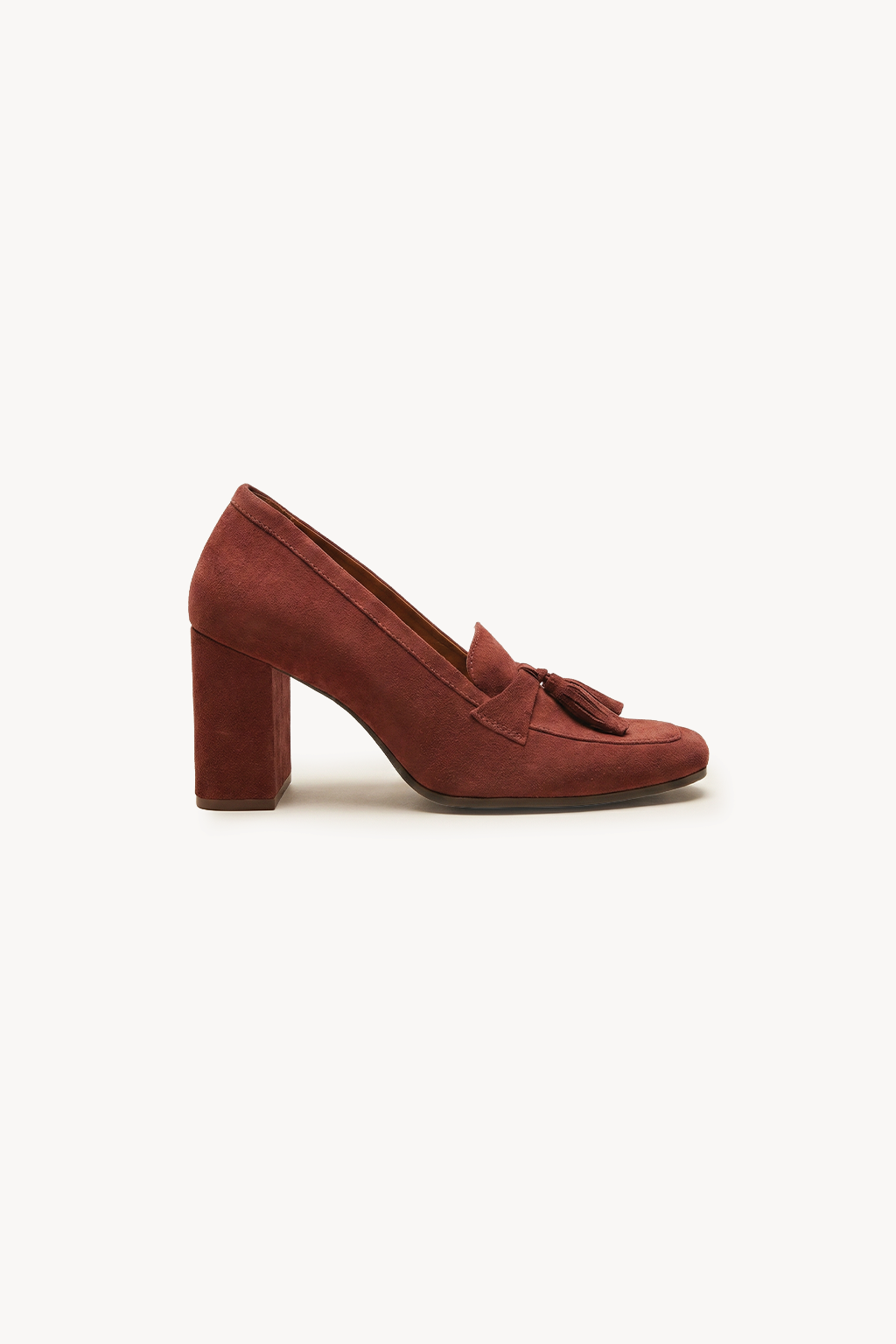 Welaris – Loafer Heel Pumps, Burgundy — 01 side profile