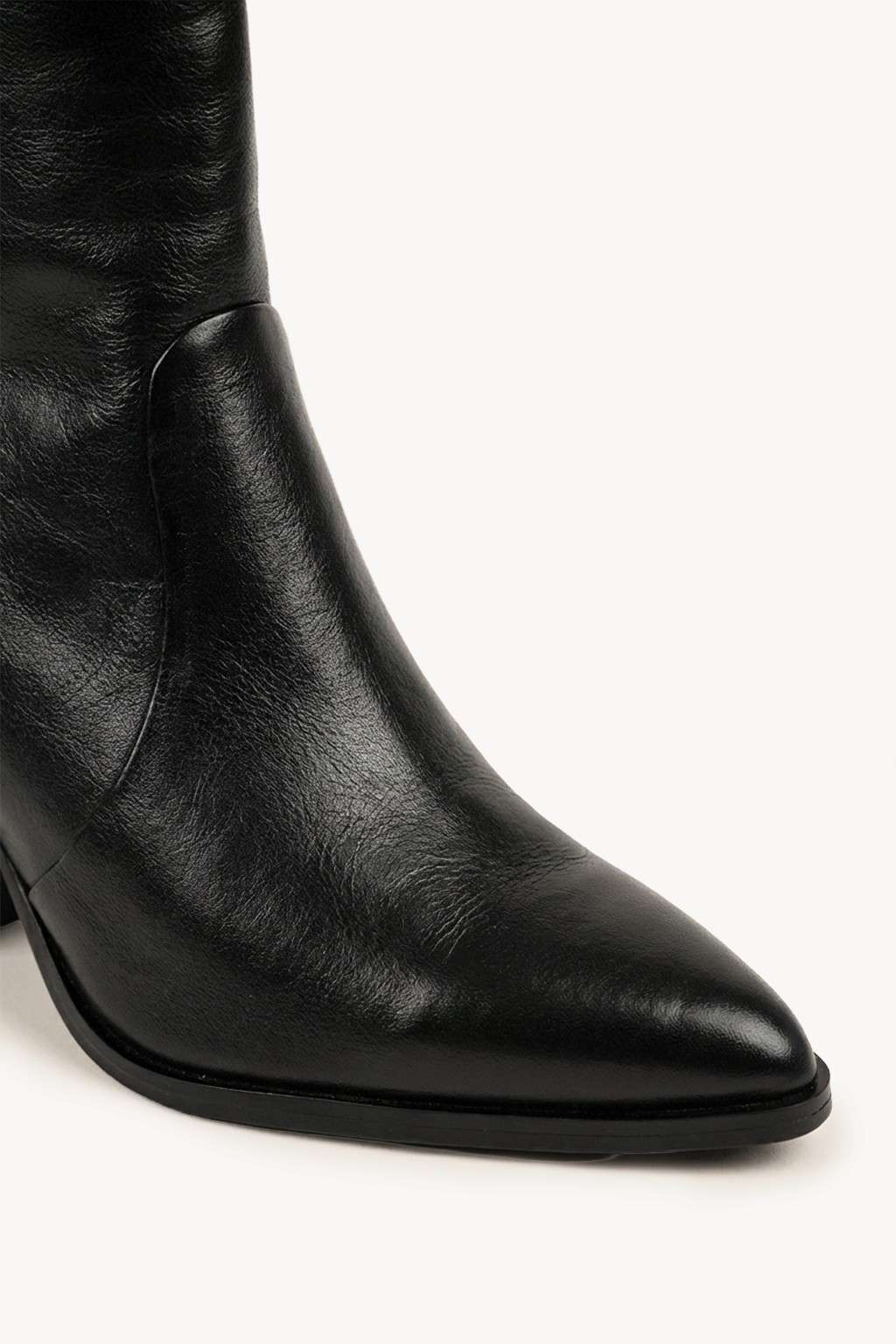 Wintare – Sculpted Leather Ankle Boots, Black — 02 close-up