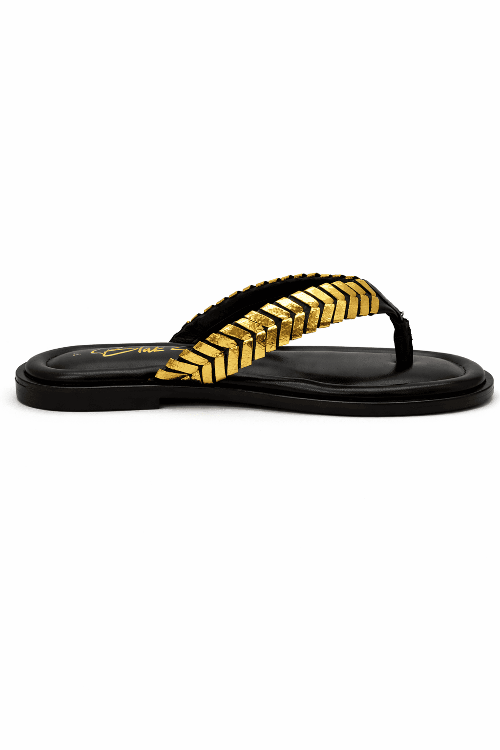 Intreccio Nero Sandalo, Black & Gold — 01 side profile