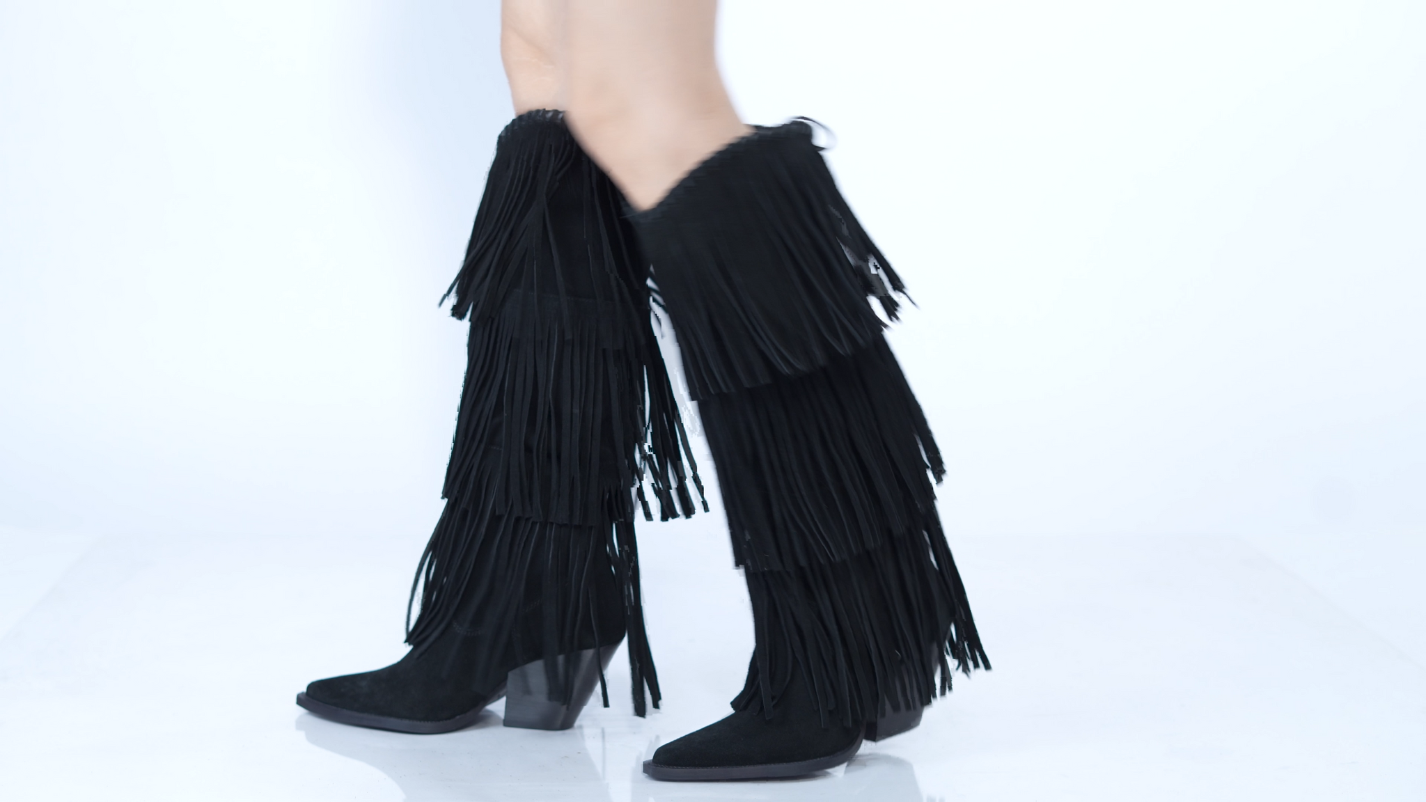 Women three layer fringe boots