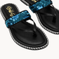 womens black leather flat sandals